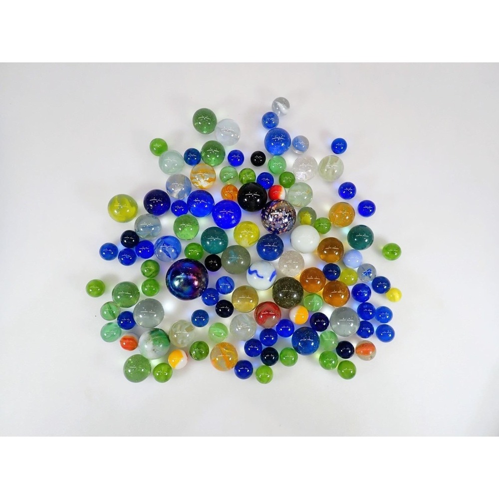 Vintage‎ Glass Marbles Lot Mixed Colors Sizes Swirls Cat Eyes 114 Pcs - Picture 2 of 15